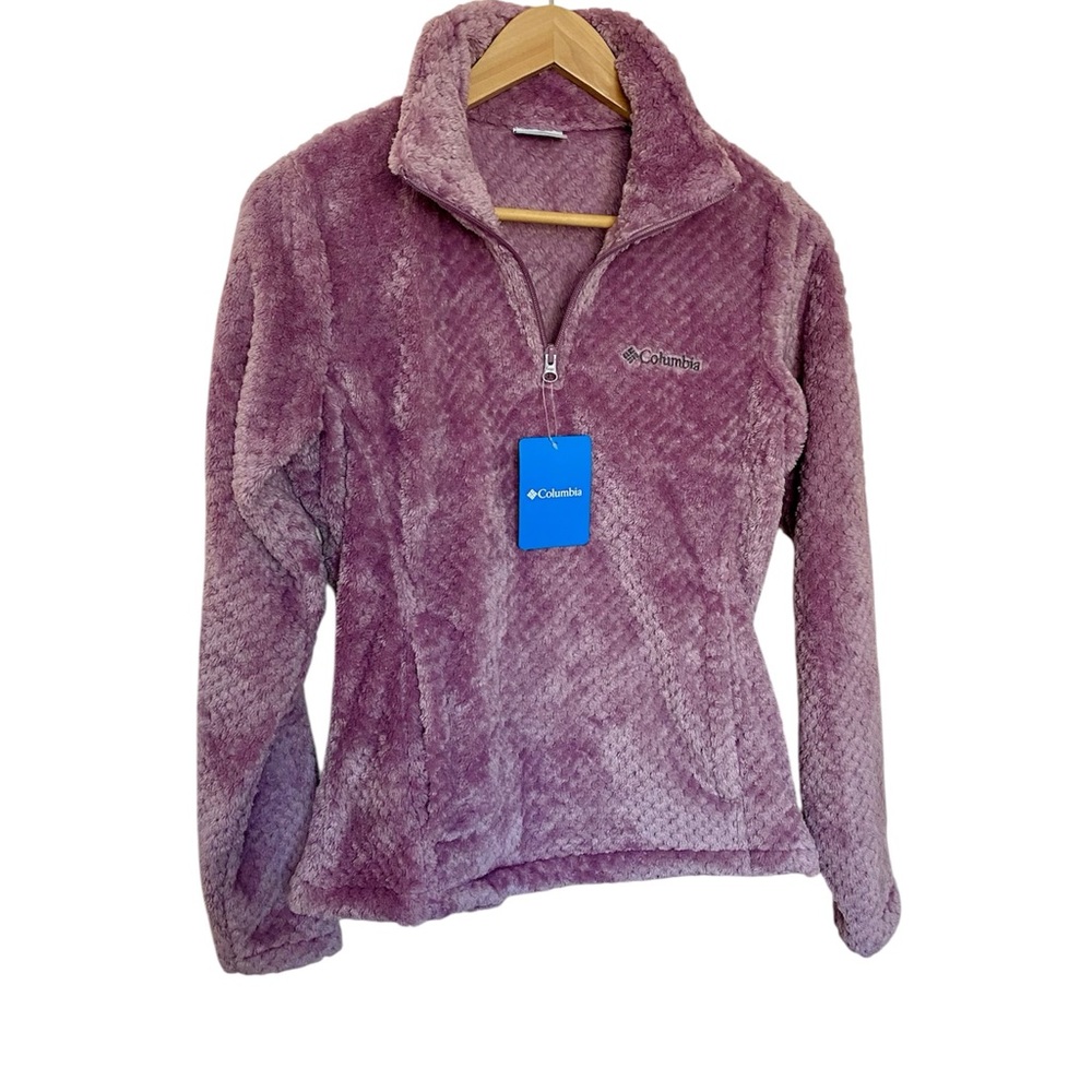 Columbia Soft Purple Fleece Quarter Zip Pullover Sweater